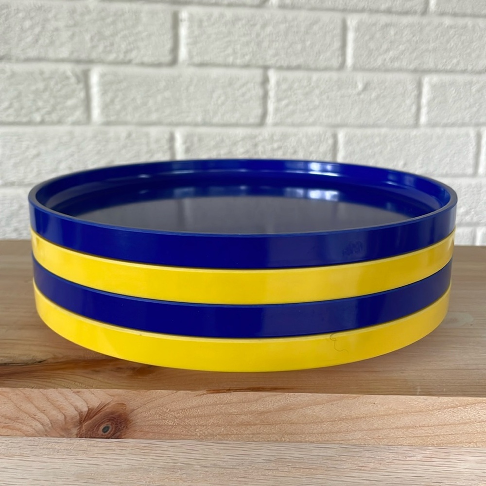 HELLER 4 Plate Set Blue & Gold Yellow Stacking Massimo Vignelli Heller Retro